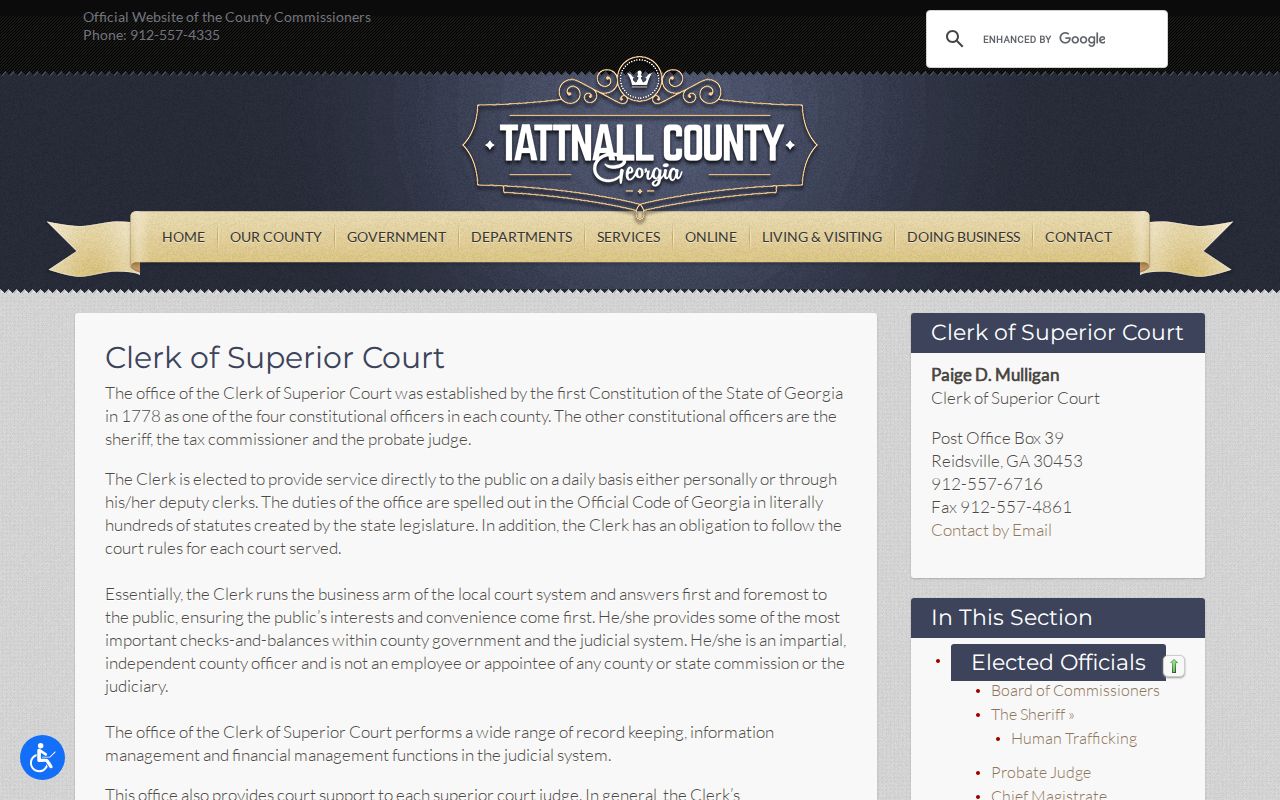Tattnall County bench warrant records clerk source