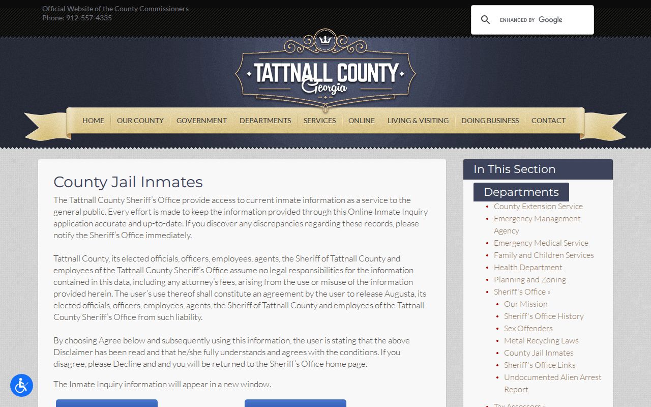 Tattnall County active warrant search inmate accuracy notice