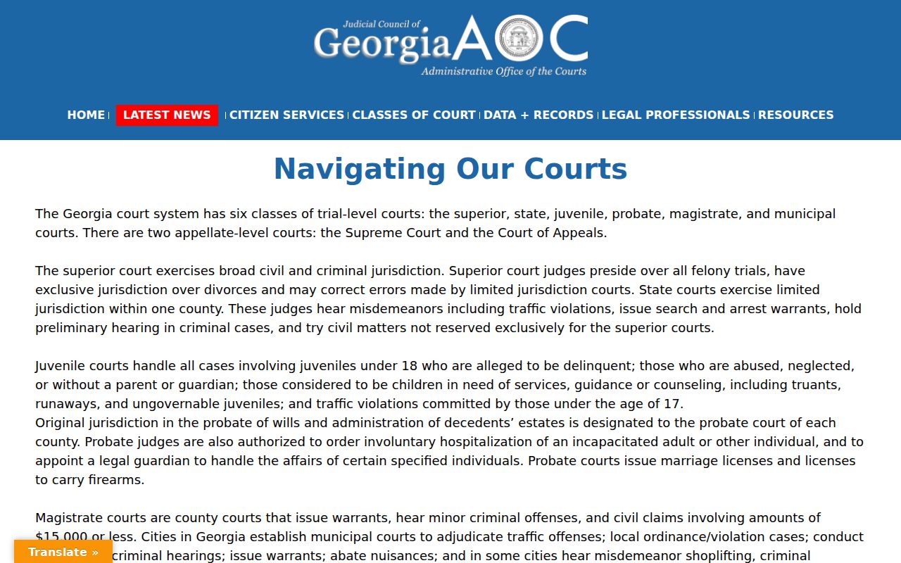 Tattnall County arrest warrant records Georgia court hierarchy