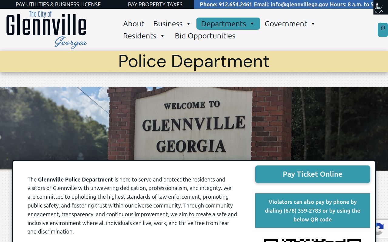 Glennville Police Department contact and citation links