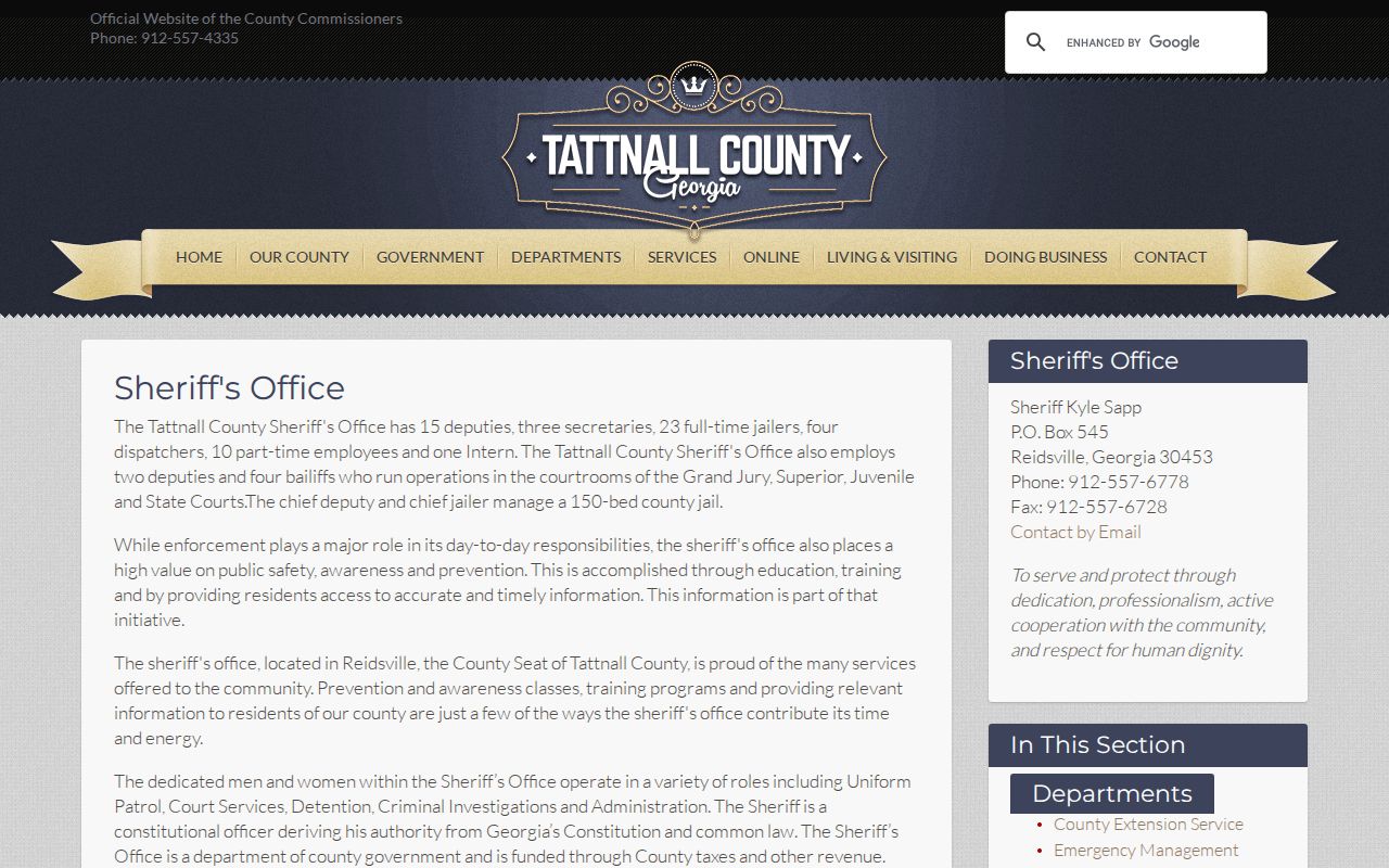 Tattnall County warrant records sheriff information